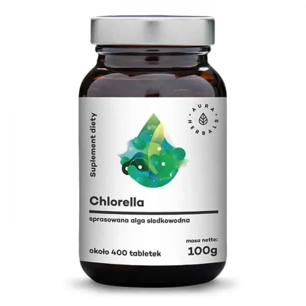 AURA HERBALS Chlorella 2940mg (Algi morskie) 400 Tabletek