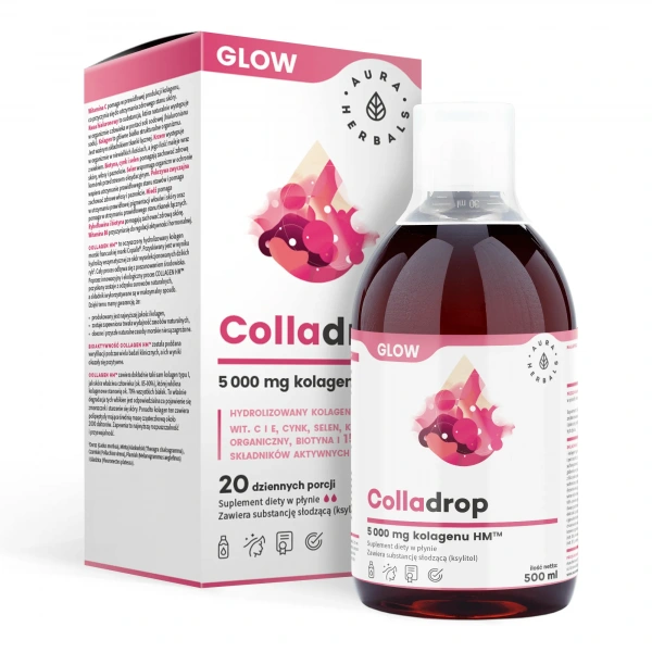 AURA HERBALS Colladrop Glow 5000mg (Marine Collagen, Skin, Hair, Nails) 500ml