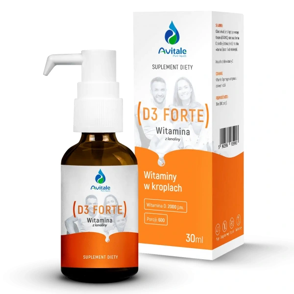 AVITALE Vitamin D3 Forte 2000 IU from Lanoline (Vegan Vitamin D3) 30 ml