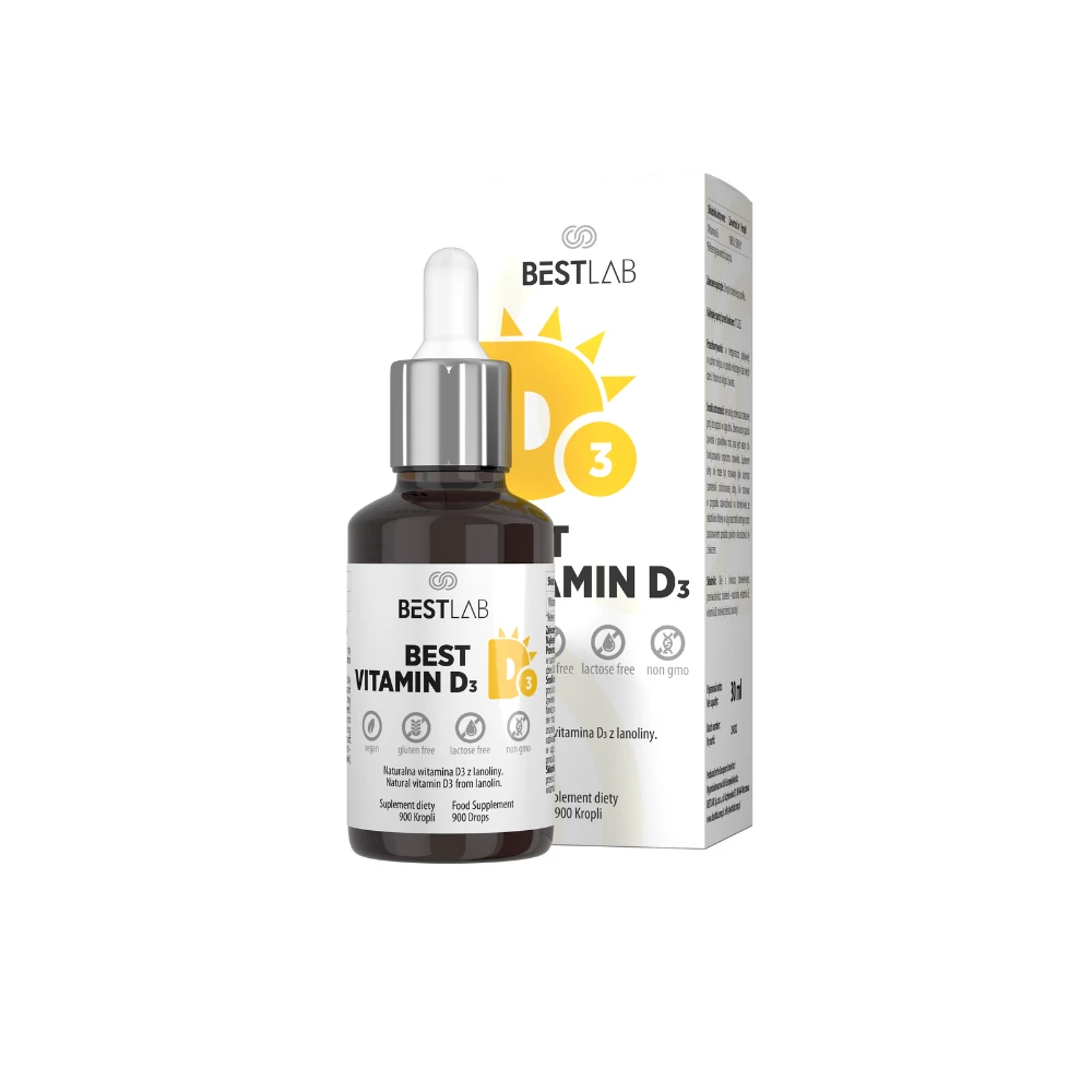 BESTLAB Best Vitamin D3 (witamina D3, wsparcie odporności, zdrowe zęby i kości) 900 kropli