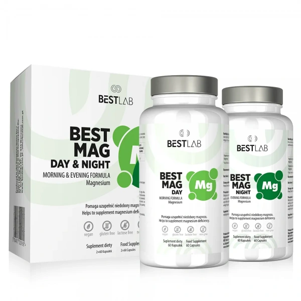 BESTLAB BestMag Day&Night (Magnesium, 3 Forms) 2 x 60 Capsules