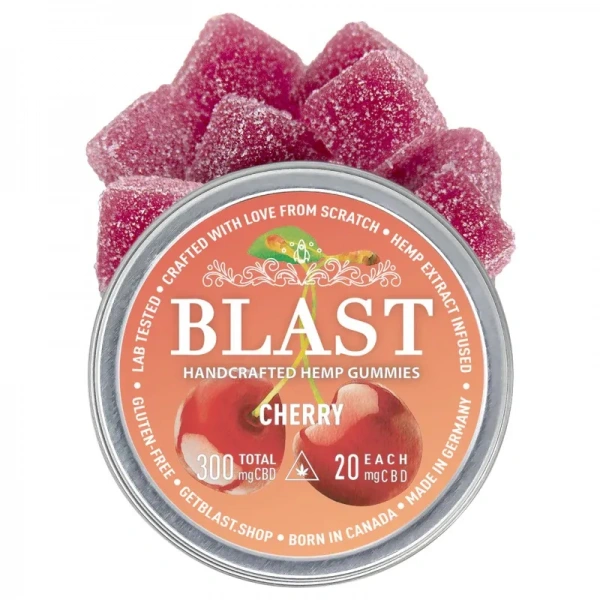 BLAST Cherry Hemp Gummies 20mg (Żelki CBD) 15 Sztuk