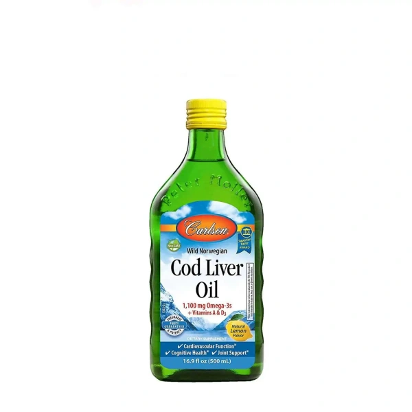 CARLSON LABS Cod Liver Oil Liquid (Olej z Wątroby Dorsza w Płynie) 500ml Cytryna