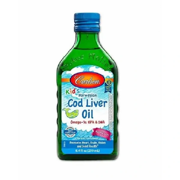 CARLSON LABS Kids Cod Liver Oil Liquid 250ml Bubble Gum