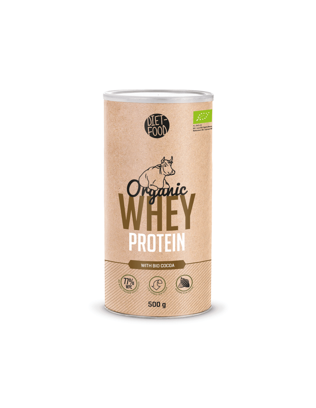 DIET-FOOD Organic Whey Protein (Ekologiczne białko z BIO mleka) 500g Kakao