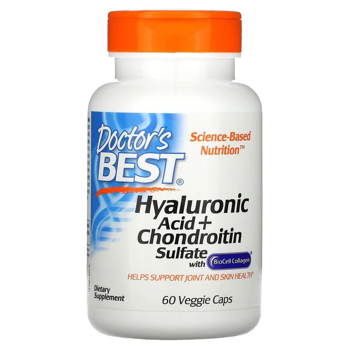 Doctor's Best Hyaluronic Acid + Chondroitin Sulfate (Kwas Hialuronowy + Siarczan Chondroityny) - 60 kaps