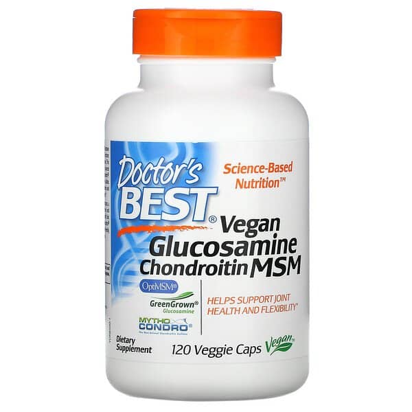 Doctor's Best Vegan Glucosamine Chondroitin MSM (Wegańska glukozamina, Chondroityna i MSM) 120 Kapsułek wegetariańskich