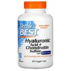 Doctor's Best Hyaluronic Acid + Chondroitin Sulfate (Kwas Hialuronowy + Siarczan Chondroityny) 180 Kapsułek wegetariańskich