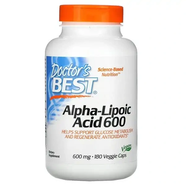Doctor's Best Alpha-Lipoic Acid 600mg (Kwas Alfa-Liponowy) 180 Kapsułek wegatariańskich