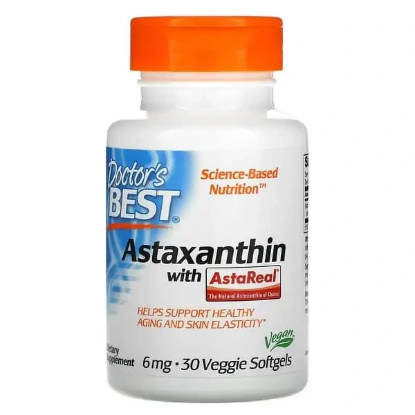 Doctor's Best, Astaxanthin with AstaReal 6mg 30 Vegetarian Softgels