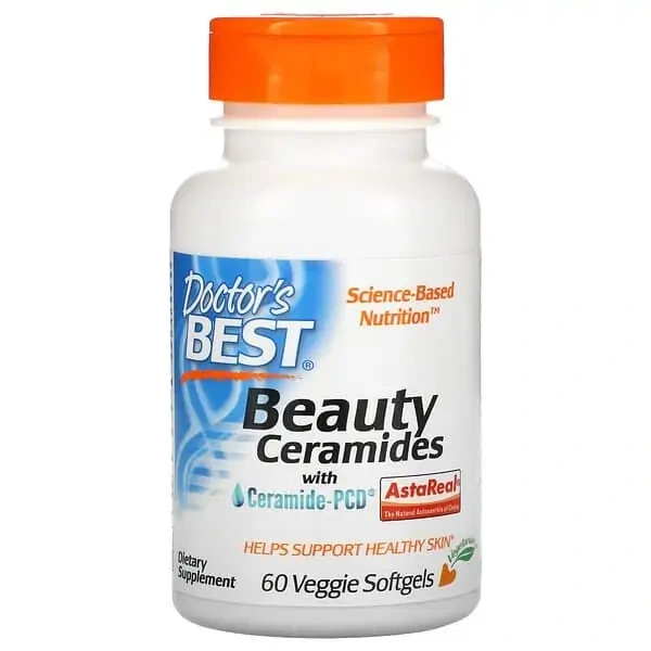 Doctor's Best Beauty Ceramides with Ceramide-PCD (Natural Astaxanthin) 60 Vegetarian Softgels