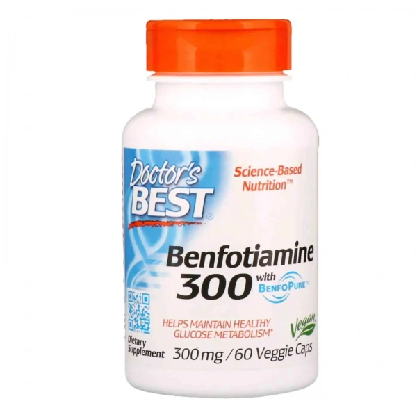 Doctor's Best Benfotiamine with BenfoPure 300mg (Pochodna Witaminy B1) 60 Kapsułek wegetariańskich