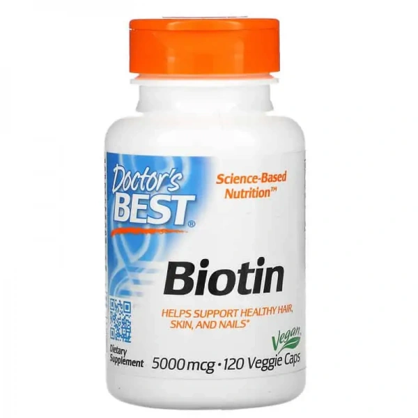 Doctor's Best Biotin 5mg (Hair, Skin, Nails) 120 Vegetarian Capsules