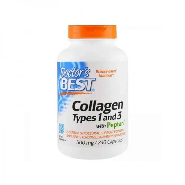 Doctor's Best Collagen Types 1 and 3 with Vitamin C 500mg (Kolagen typu 1 i 3 z Witaminą C) 240 Kapsułek