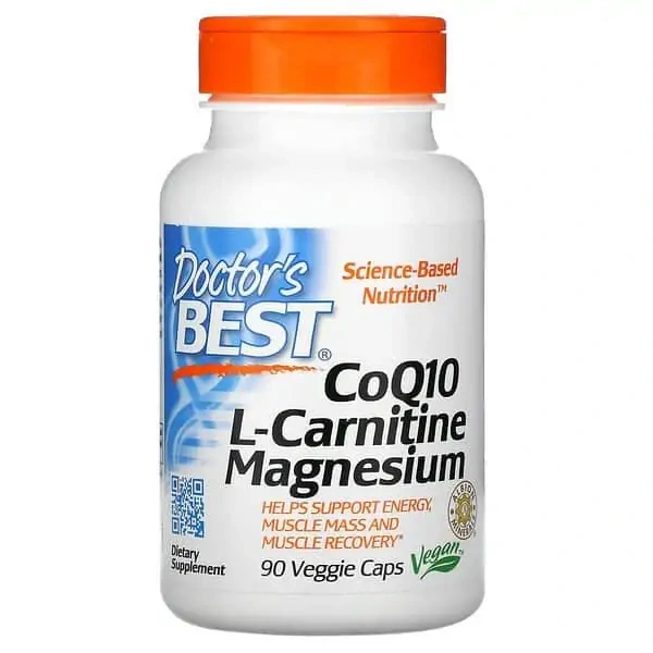 Doctor's Best CoQ10 L-Carnitine Magnesium (Koenzym Q10, L-Karnityna, Magnez) 90 Kapsułek wegetariańskich