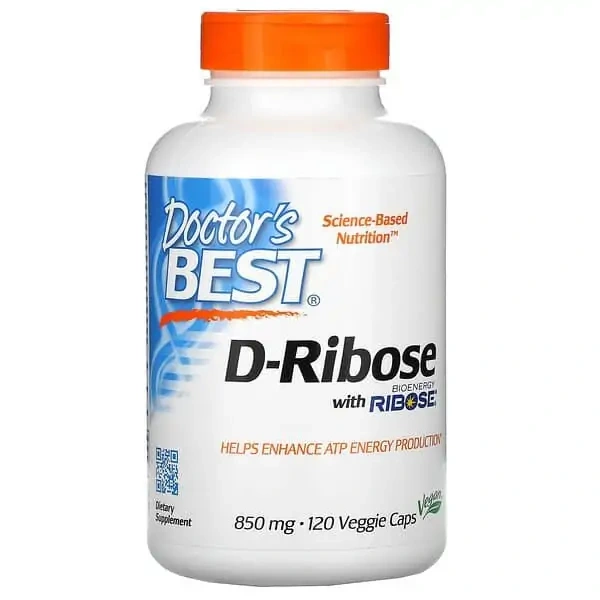 Doctor's Best D-Ribose with BioEnergy Ribose 850mg 120 Vegetarian Capsules