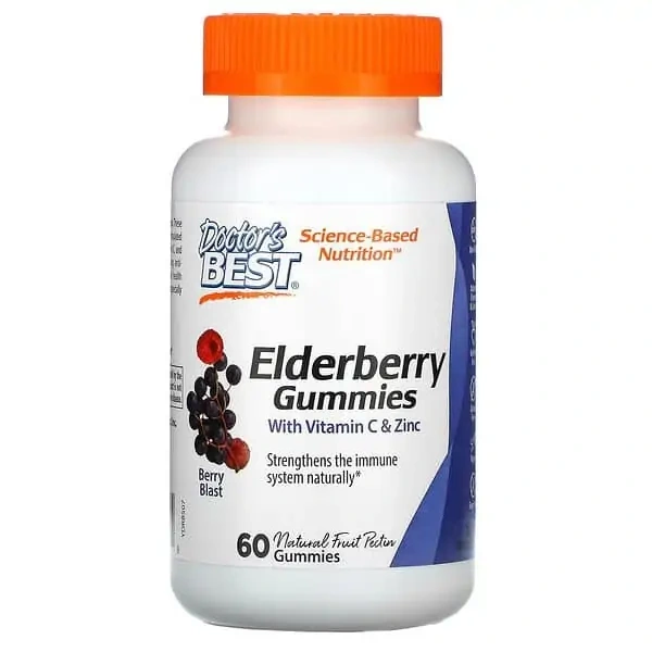 Doctor's Best Elderberry Gummies with Vitamin C & Zinc Berry Blast 60 Gummies