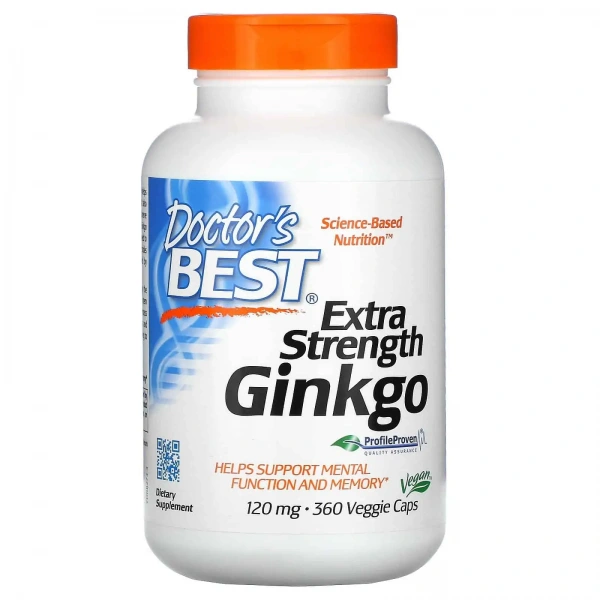 Doctor's Best Extra Strength Ginkgo 120mg (Ginko Biloba) 360 Vegetarian Capsules