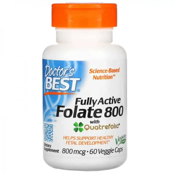 Doctor's Best Fully Active Folate 800 with Quatrefolic (Kwas Foliowy) 800mcg 60 kapsułek wegetariańskich