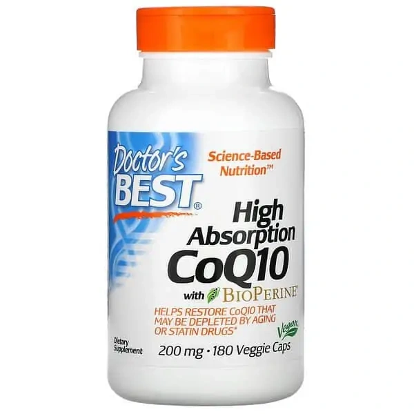 Doctor's Best High Absorption CoQ10 with BioPerine 200mg (CoQ10 z Bioperyną) 180 Kapsułek wegetariańskich