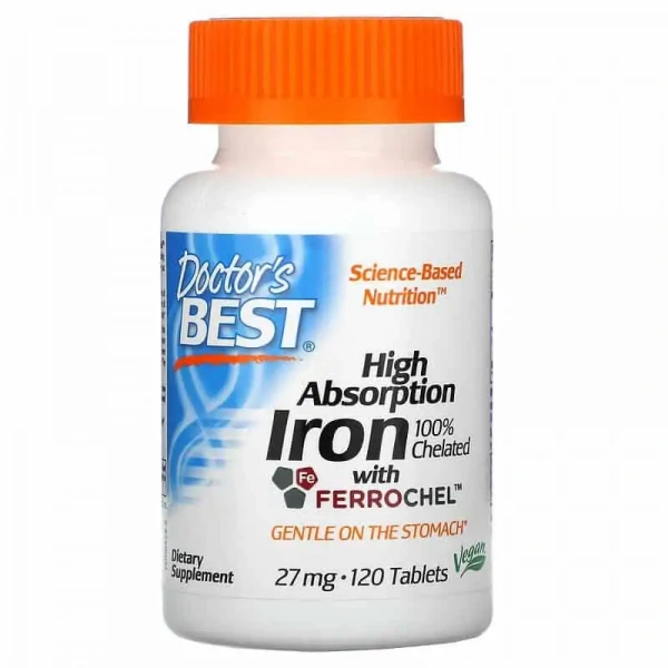 Doctor's Best High Absorption Iron 27mg (Iron) 120 Tablets
