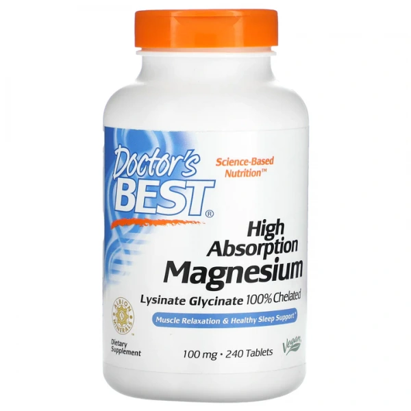 Doctor's Best High Absorption Magnesium (Magnez), 100% Chelated - 240 tabletek