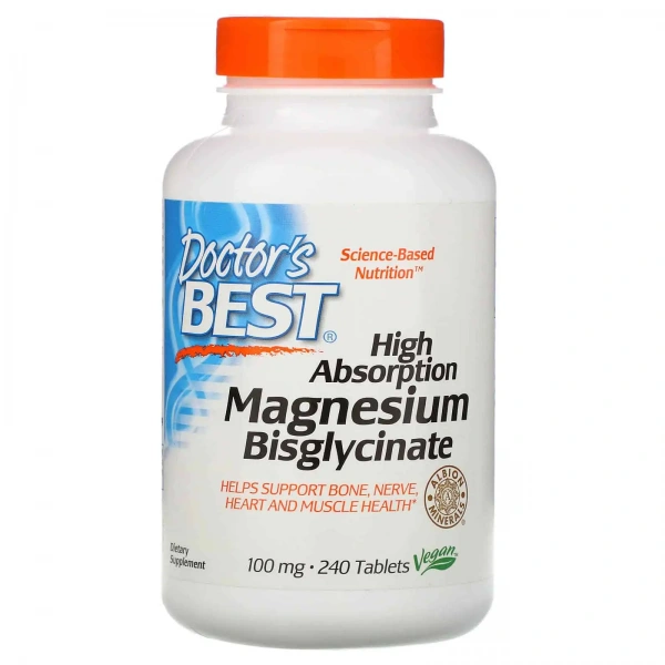 Doctor's Best High Absorption Magnesium Bisglycinate 100mg (Bisglicynian Magnezu) 240 Tabletek