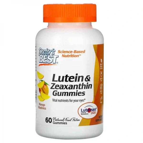 Doctor's Best Lutein & Zeaxanthin (Luteina i Zeaksantyna, Wzrok) 60 Żelków Mango