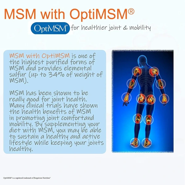 Doctor's Best MSM with OptiMSM 1000mg (Wsparcie dla zdrowia stawów) 180 Kapsułek