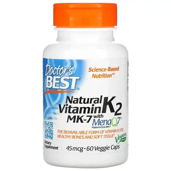 Doctor's Best Natural Vitamin K2 MK-7 with MenaQ7 45mcg (Witamina K2 MK-7 z MenaQ7) 60 Kapsułek wegetariańskich
