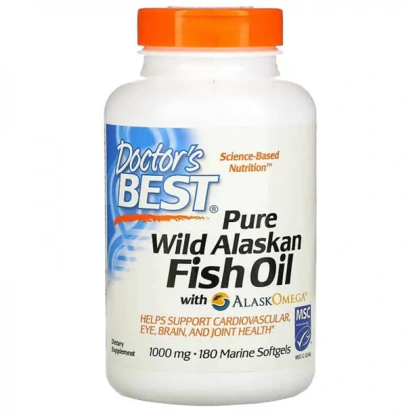 Doctor's Best Pure Wild Alaskan Fish Oil with AlaskOmega (Omega-3, EPA, DHA) 180 Kapsułek żelowych rybich