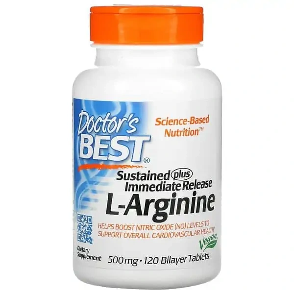 Doctor's Best Sustained Plus Immediate Release L-Arginine 500mg (L-arginina) 120 Tabletek