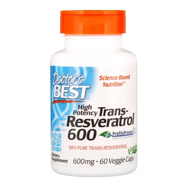 Doctor's Best Trans-Resveratrol 600 (Resveratrol) 60 Vegetarian Capsules