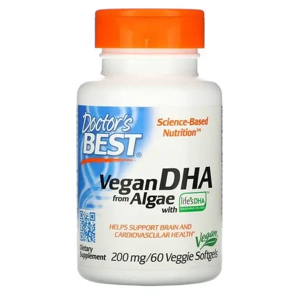 Doctor's Best Vegan DHA from Algae with Life's DHA 200mg 60 Vegetarian Softgels