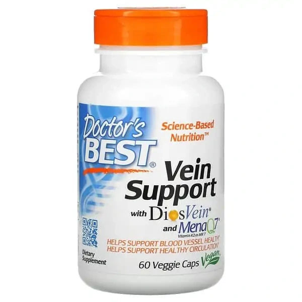 Doctor's Best Vein Support with DiosVein and MenaQ7 (Wsparcie żył z DiosVein i MenaQ7) 60 Kapsułek wegetariańskich