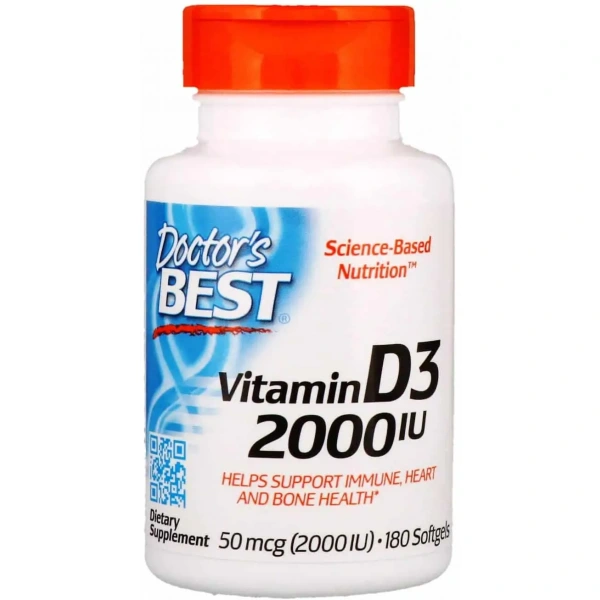 Doctor's Best Vitamin D3 2000IU (Witamina D3) 180 Kapsułek żelowych