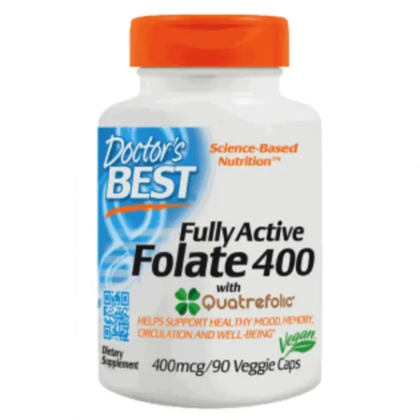 Doctor's Best Fully Active Folate 400 with Quatrefolic, 400mcg - 90 vegetarian caps