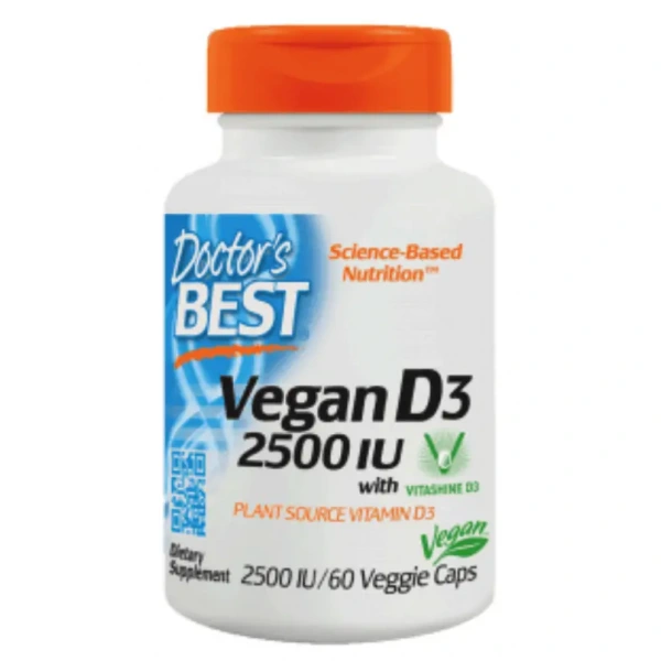 Doctor's Best Vegan Vitamin D3 (Wegańska Witamina D3) 2500 IU  - 60 kapsułek wegetariańskich