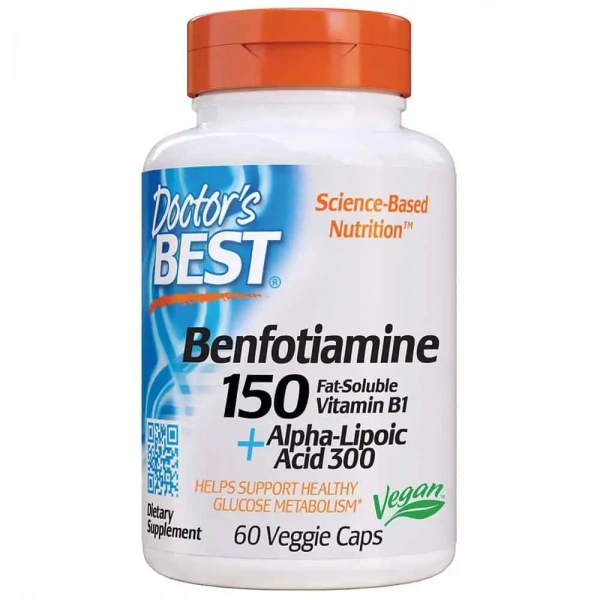 Doctor's Best Benfotiamine 150 Alpha Lipoic Acid, L-Leucyna (Benfotiamina, Kwas Alfa-Liponowy, L-leucyna) 60 Kapsułek wegetariańskich