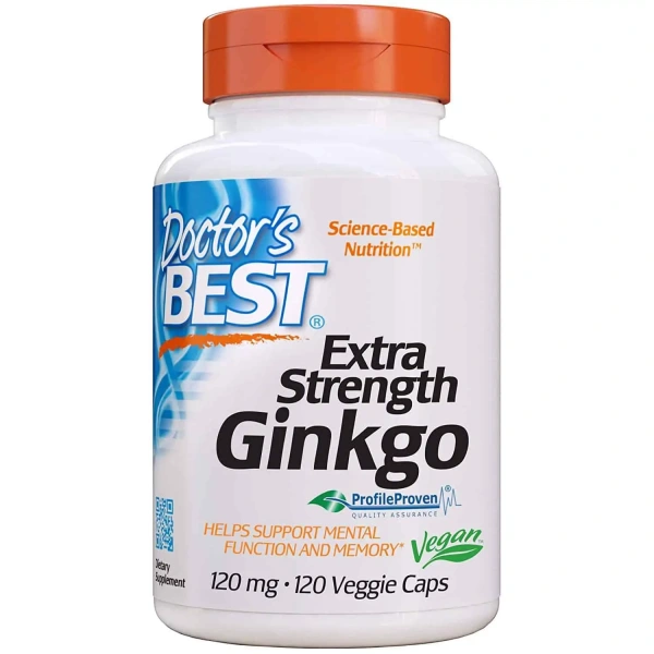 Doctor's Best Extra Strength Ginkgo 120mg (Ginko Biloba) 120 Vegetarian Capsules