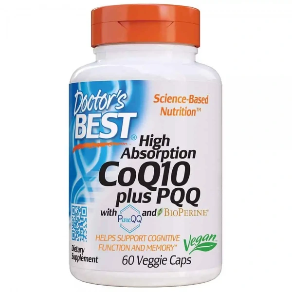 Doctor's Best High Absorbtion CoQ10 Plus PQQ (Coenzyme Q10) 60 Vegetarian Capsules