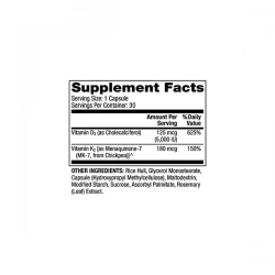 DR. MERCOLA Vitamins D3 K2 5000IU / 180mcg (Odporność, Zdrowie kości) 30 Kapsułek