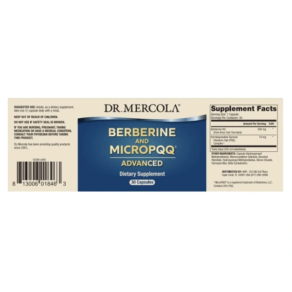 DR. MERCOLA Berberine and MicroPQQ Advanced (Berberyna z PQQ, Antyoksydacja) 30 Kapsułek