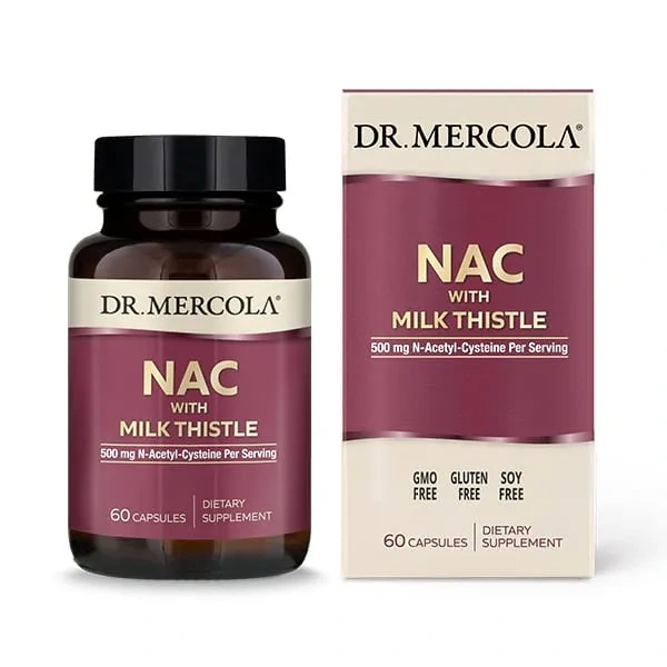 DR. MERCOLA NAC with Milk Thistle (NAC z Ostropestem Plamistym - Wsparcie Wątroby) 60 Kapsułek