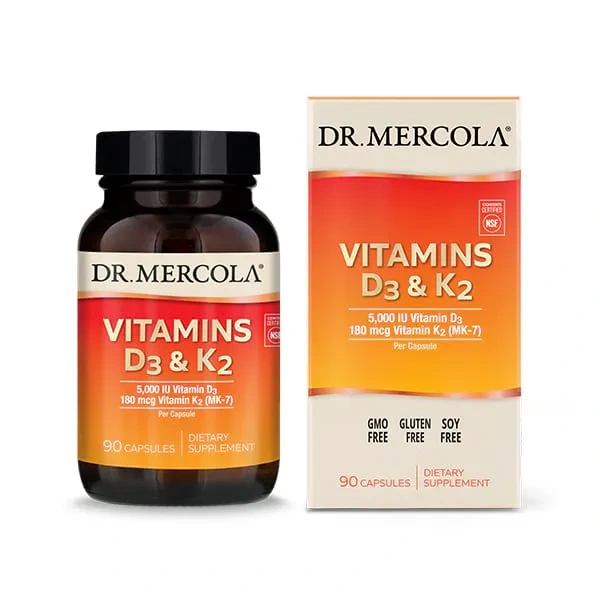 DR. MERCOLA Vitamins D3 K2 5000IU / 180mcg (Immune, Bone Health) 90 Capsules