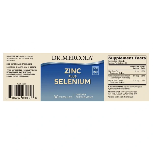 DR. MERCOLA Zinc Plus Selenium (Immune, Brain Support) 30 Capsules