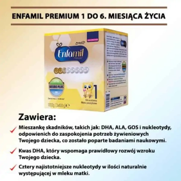 ENFAMIL 1 Premium Lipil (Mleko początkowe dla niemowląt) 0-6 miesięcy 1200g