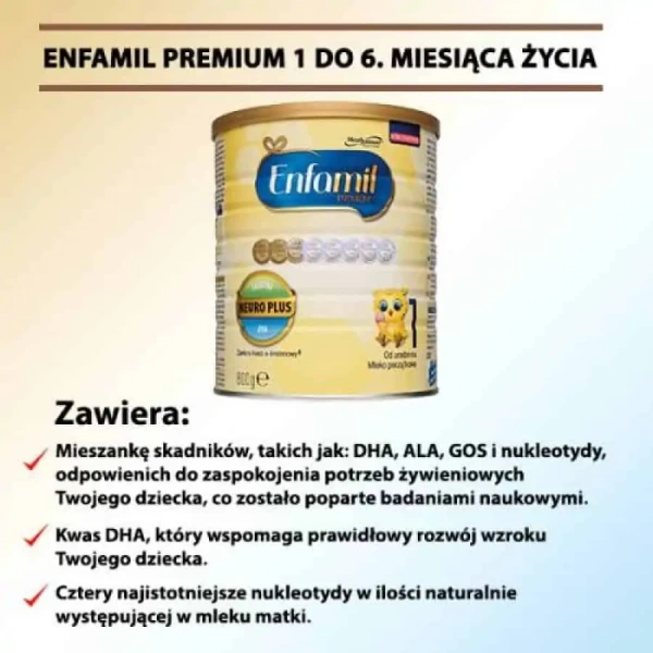 ENFAMIL 1 Premium Lipil (Mleko początkowe dla niemowląt) 0-6 miesięcy 400g
