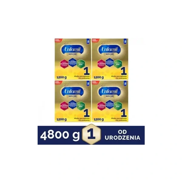 ENFAMIL 1 Premium MFGM Mleko Modyfikowane (Dla Niemowląt, 0-6miesięcy) 4 x 1200g