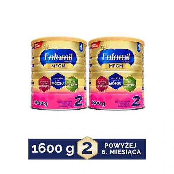 ENFAMIL 2 Premium MFGM Mleko modyfikowane (Dla niemowląt, 6-12 miesięcy) 2 x 800g
